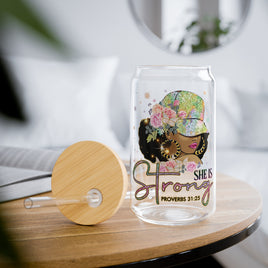 "Strong Woman" Sipper Glass, 16oz