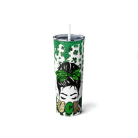 "Lady Luck" Skinny Steel Tumbler with Straw, 20oz