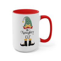 "Naughty Elf" Two-Tone Coffee Mugs, 15oz