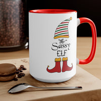 "Sassy Elf" Two-Tone Coffee Mugs, 15oz